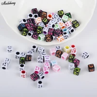 acrylic through hole square beads for fashion jewelry making kids diy toy smiling face beads bracelet custom made accessory