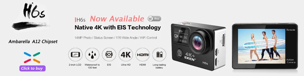 Чипсет eken H9R Plus Ambarella Ultra HD Real 4K+ 30fps 14MP для Panasonic 34112 Подводная Водонепроницаемая Экшн-камера