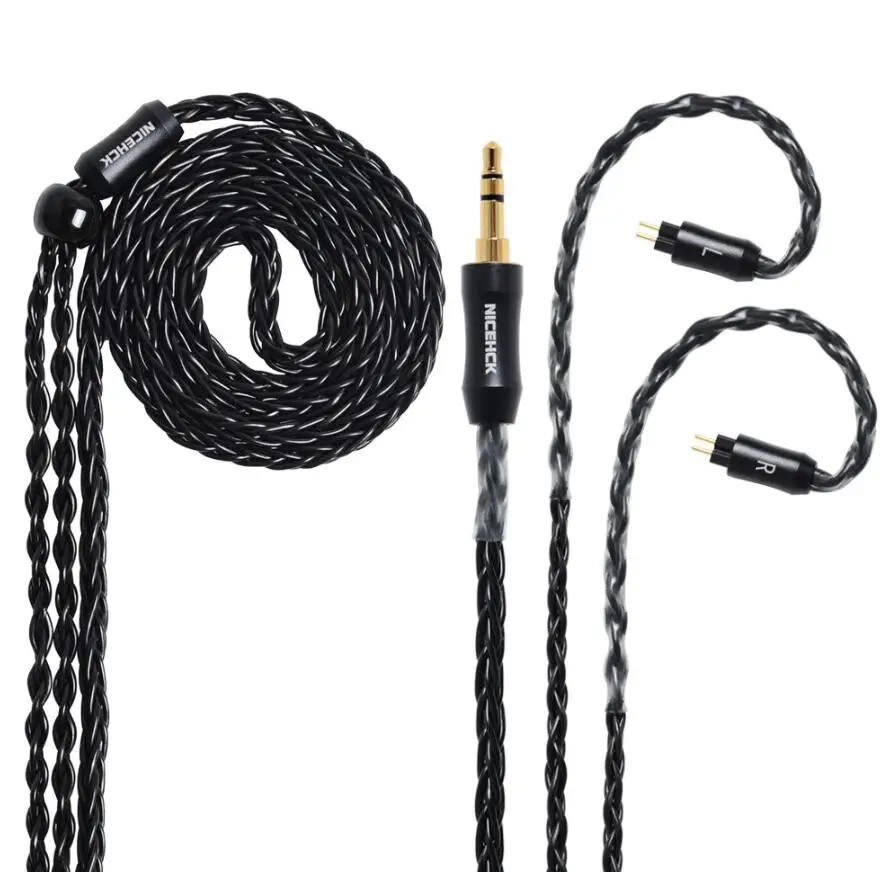 3.5mm plug with 2PIN Nicehck MMCX/2Pin разъем 3,5/2,5/4,4 мм сбалансированный 8 ядро покрытием серебряный кабель для ZS10 AS10 BA10 nicehck NK10/M6 с Ушные крючки - Цвет: 3.5mm plug with 2PIN