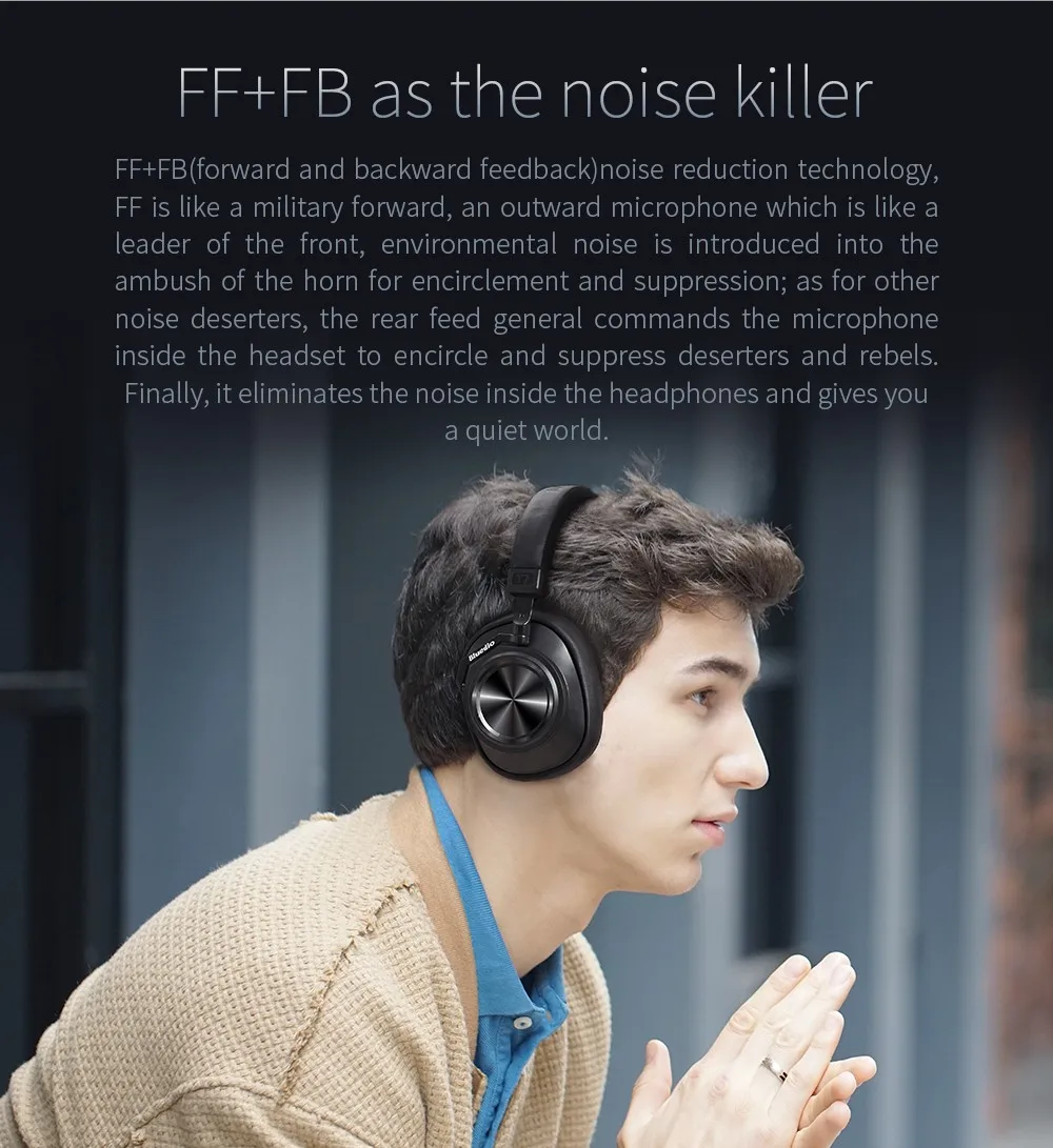 Новое поступление Bluedio T7 Bluetooth наушники пользовательский активный шумоподавление HiFi Звук гарнитура с микрофоном распознавание лица