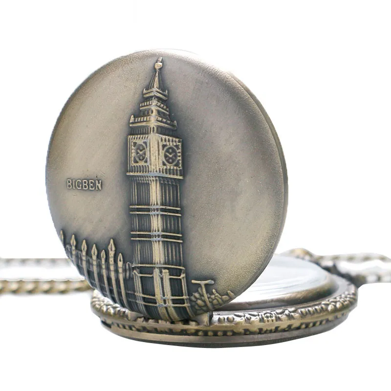 2018 Ретро Бронзовый Лондон BIGBEN кварцевые карманные часы Винтаж кулон цепи Для