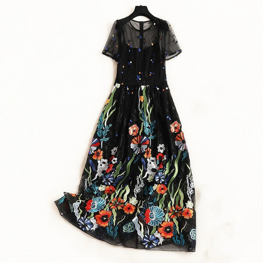 AELESEEN Роскошные вышивки Vestido платья 2019 новые летние модные женские туфли с