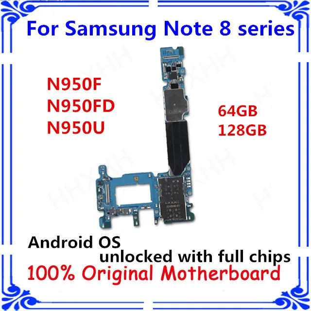 MB разблокирована для Samsung note 8 N950F N950FD N950U оригинальная материнская плата 64 Гб 128 ГБ