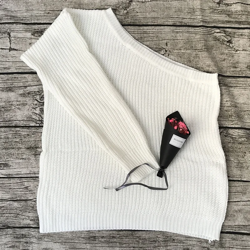 Свитер женский в стиле панк с одним плечиком уличная одежда длинным рукавом