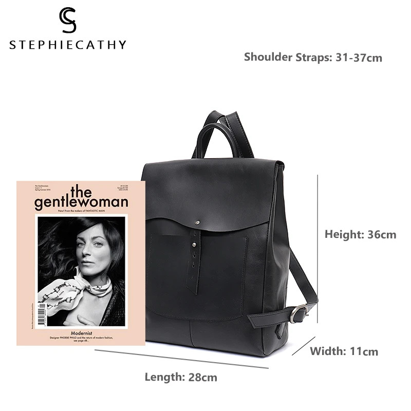 SC Женский итальянский кожаный рюкзак в винтажном ретро стиле с откидной пряжкой