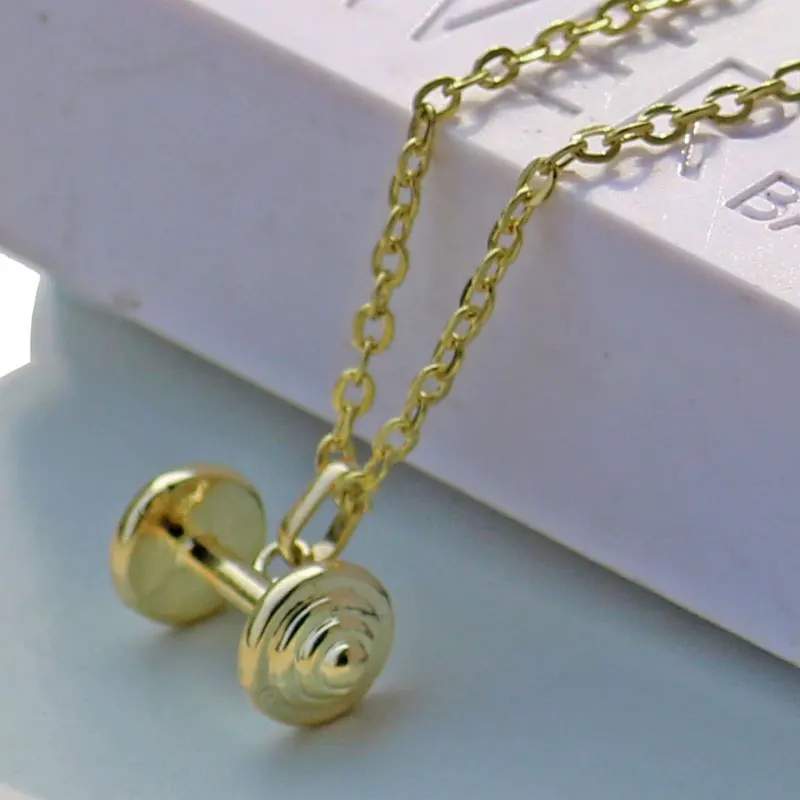 Ожерелье с гантелями фитнес-Ожерелье &quotгантель&quot золотого цвета для снижения