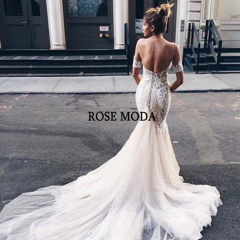 Роза Moda потрясающий Boho свадебный наряд с разрезом кружева свадебное платье на заказ сделать