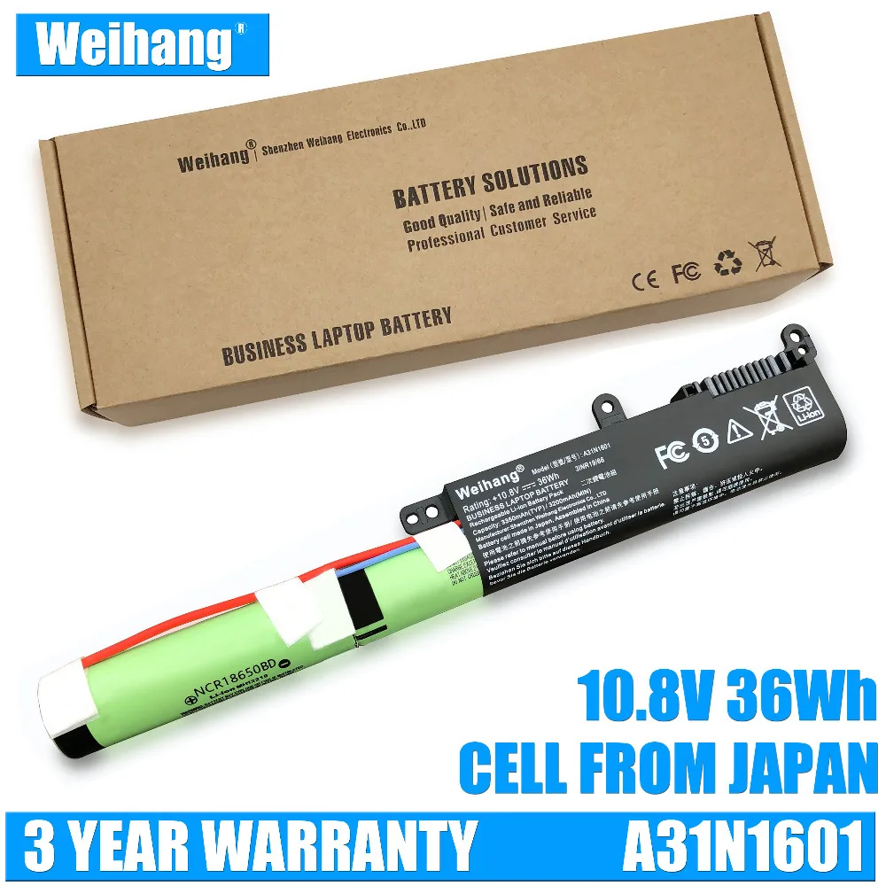 Japanese Cell Weihang 36Wh A31N1601 Аккумулятор для ноутбука ASUS VIVOBOOK X541 X541S X541UA X541UV X541SC R541UJ R541UA
