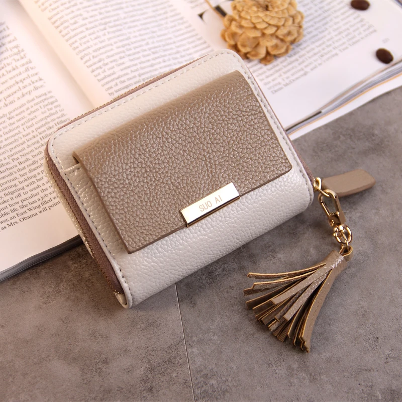 Для женщин короткие бумажник 2017 искусственная кожа Женский со вставками на