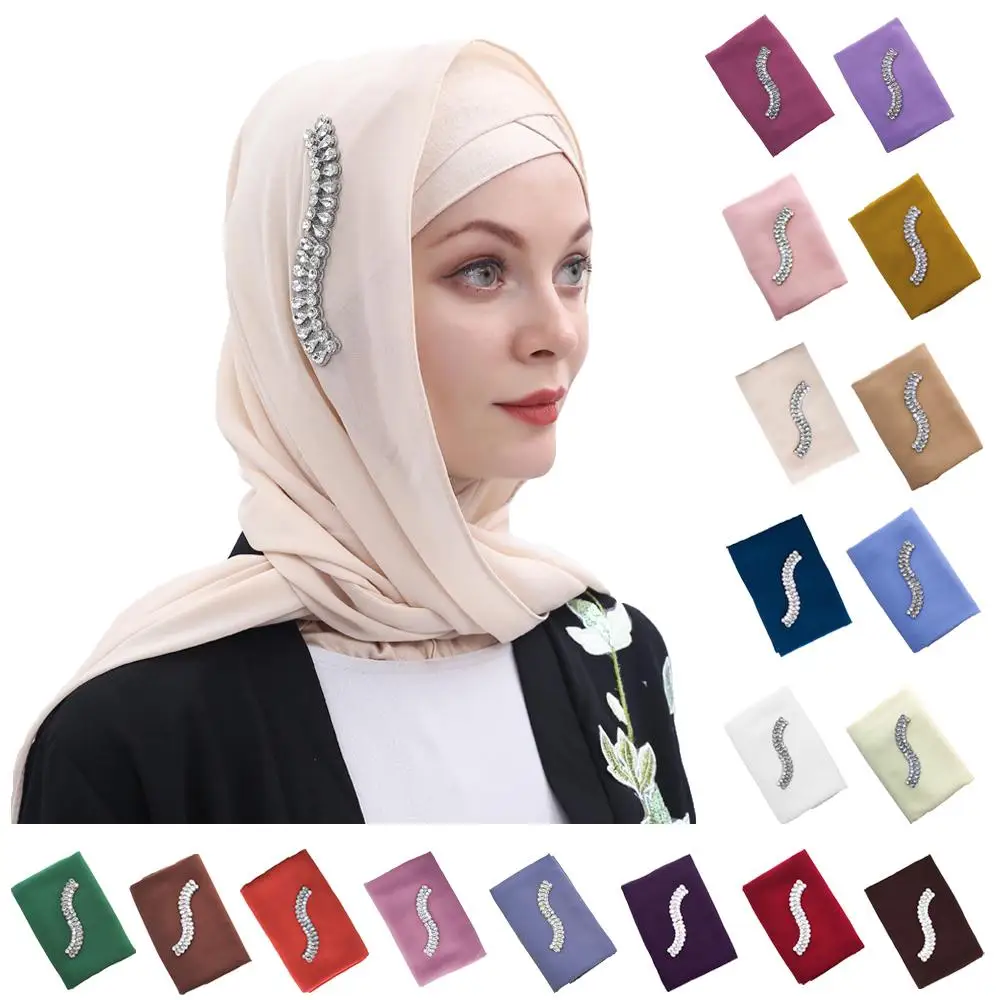 Модный женский длинный шарф для мусульманки шифоновые платки хиджаб обертывание