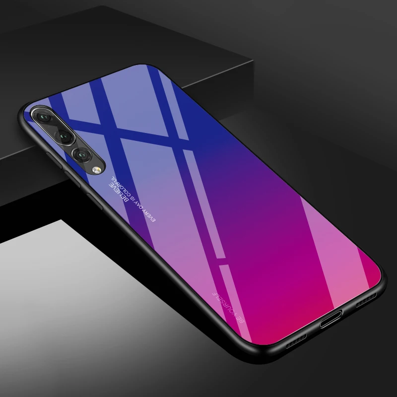 Градиентный чехол из закаленного стекла для huawei P20 Pro P20 Lite P30 8X стеклянный чехол для huawei Honor 8X P 20 P30 P20Lite защитный чехол - Цвет: 04