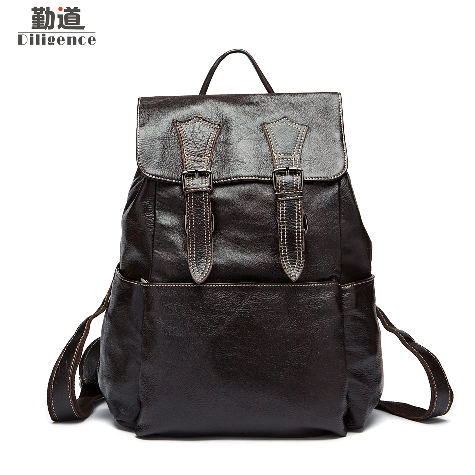 Мужские рюкзаки из натуральной кожи 13 дюймов сумки для ноутбука модный школьный