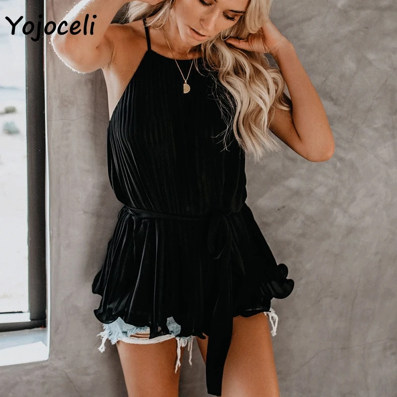 Шикарные шифоновые блузки Yojoceli в горошек рубашка женские плиссированные топы с