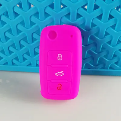 Ceyes силиконовый чехол для ключей автомобиля для Volkswagen VW Golf Bora Jetta Polo Passat Skoda Superb Octavia Fabia SEAT Ibiza Leon Shell - Название цвета: Pink