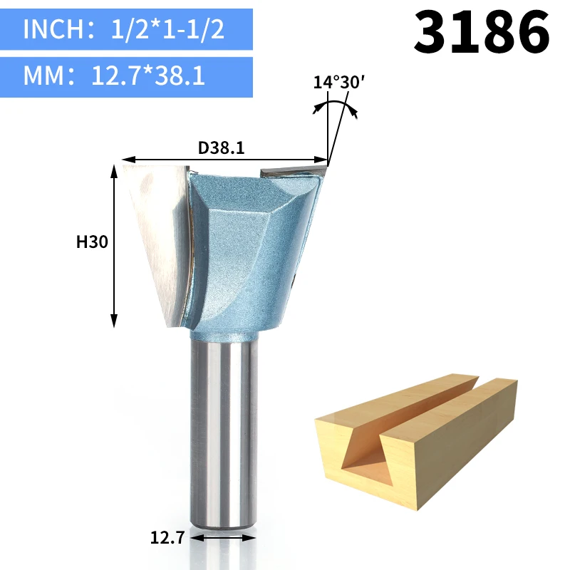 3186 HUHAO 1 шт. 1/" 1/4" хвостовик промышленного класса резец древесины ласточкин хвост фрезы для дерева Вольфрам Гравировка инструмент Фрезерный резак - Длина режущей кромки: 3186