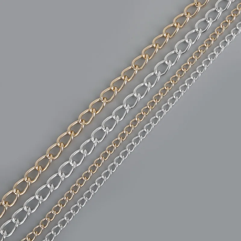 2/5 м/металлическая цепь алюминиевая Позолоченная серебряная/золотая цепочка для