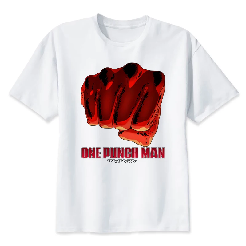 Футболка one punch man saitama, мужская летняя футболка с забавным принтом японского аниме, модные футболки с коротким рукавом белого цвета для мальчиков - Цвет: 925