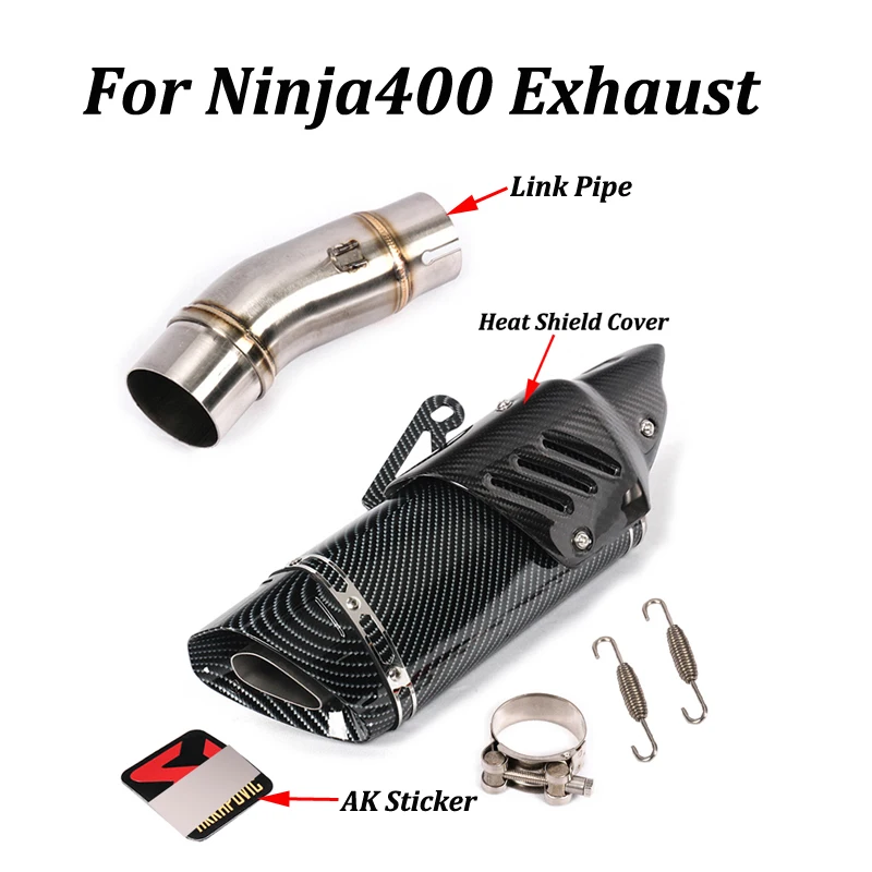 Slip on For Kawasaki Ninja400 Motorcycle Exhaust Muffler Modified With Brand Logo Carbon Fiber/stainless Steel Moto Escape | Автомобили и