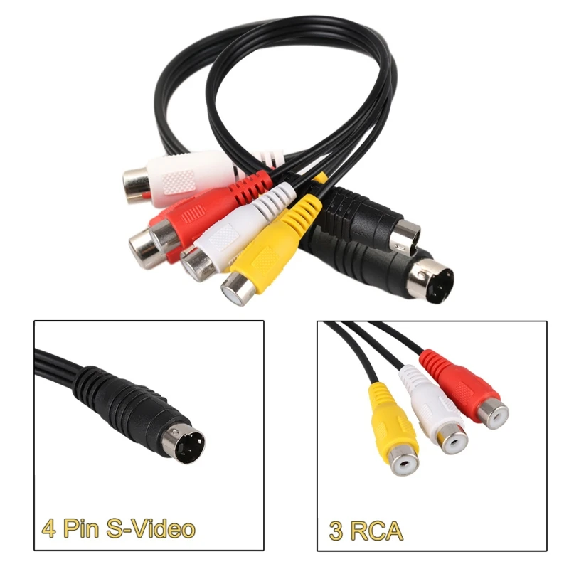 4 контактный аудиокабель от S видео до 3 RCA мама адаптер для телевизора кабель