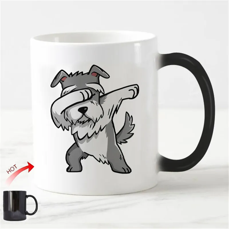Забавная волшебная кружка Schnauzer Dab милая для кофе с собачкой чашка чая пивом