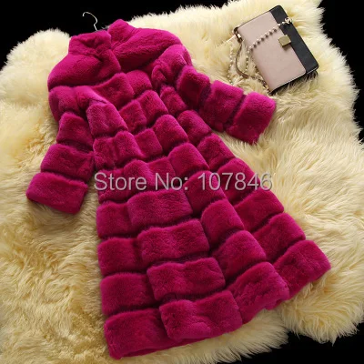 Женский Тренч из натурального меха кролика осенне-зимний тренчкот верхняя