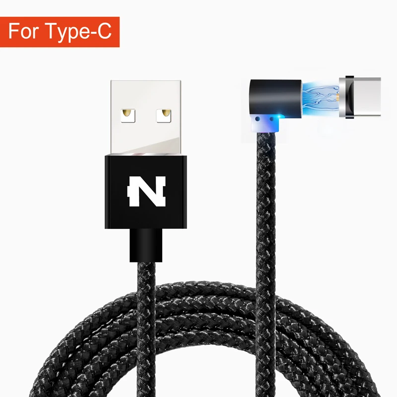 NOHON Магнитный USB кабель для iPhone samsung S10 type C Магнитный кабель для зарядки и передачи данных Micro USB кабель кабели для мобильных телефонов - Цвет: Black For Type C