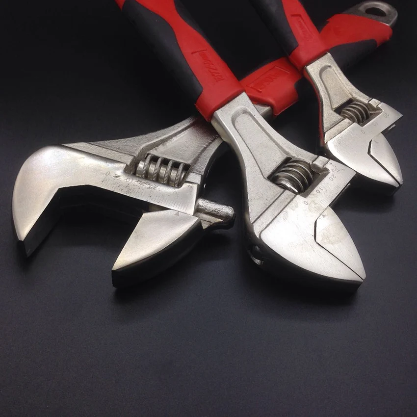

6"/8"/10"/12" adjustable wrench multi-functional spanner plastic handle wrenches auto mechanic repairing tools open end spanners