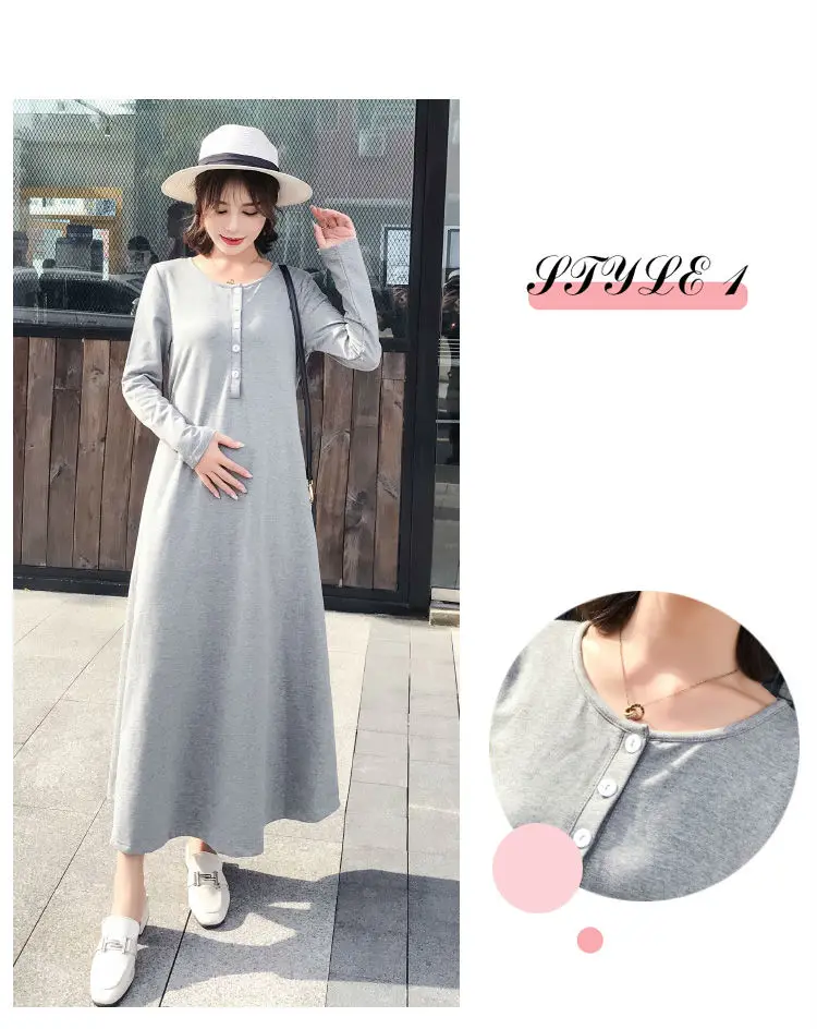 Осень зима 2018 хлопковые платья для беременных и кормящих матерей Одежда женщин