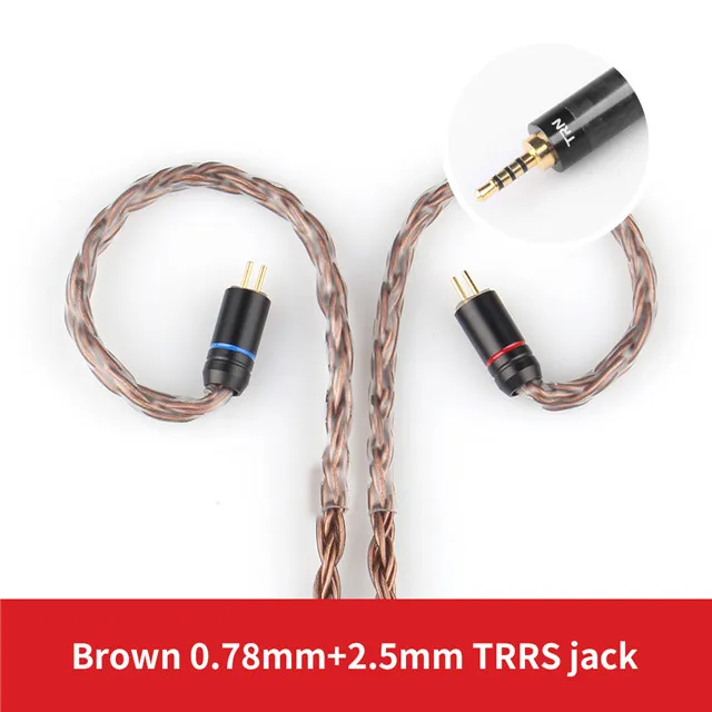 brown 2.5mm 0.78mm TRN T2 16 Core посеребренный HIFI кабель обновления 3,5/2,5 мм разъем MMCX/2Pin разъем для V80 V10 V30 A10 C10 C16 IE80 как QUEEN P1 - Цвет: brown 2.5mm 0.78mm