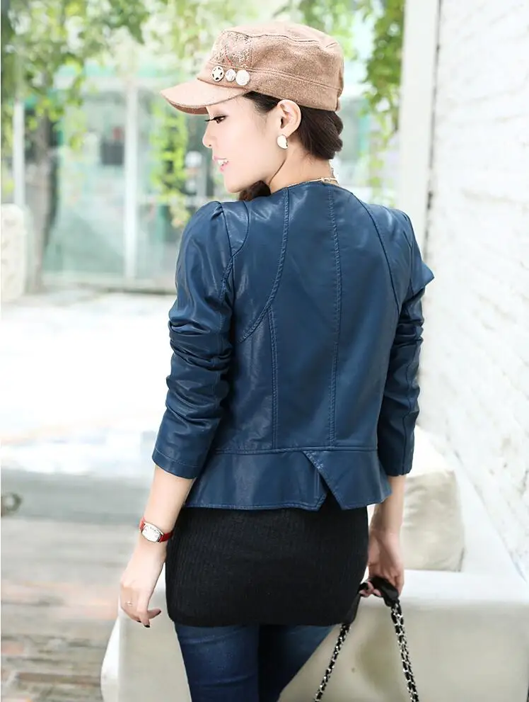 

big size L-6XL black leather jacket coat 2019 Women spring short Motorcycle short Leather Jackets Coat jaqueta de couro feminina