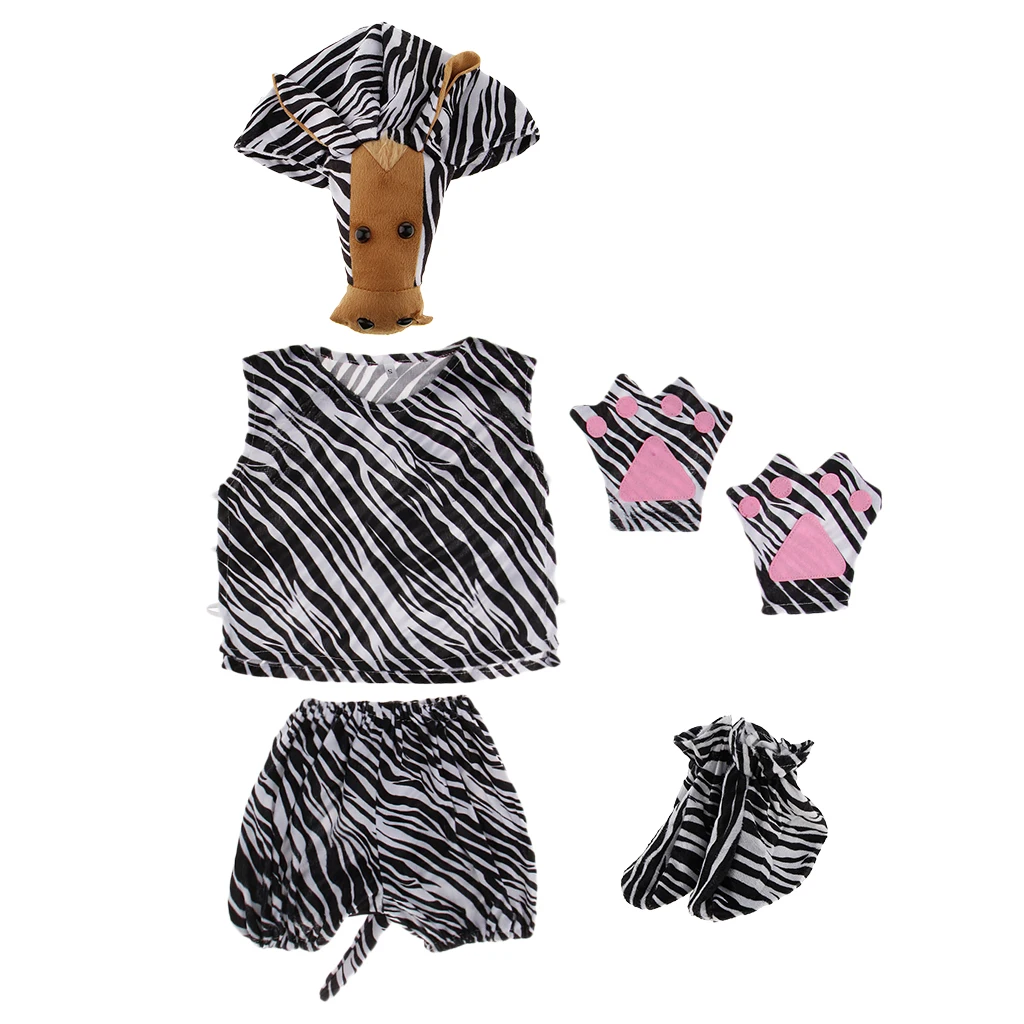 

Kids Animal Costume Set Zebra Hat Top Shorts Gloves Shoes Party Halloween