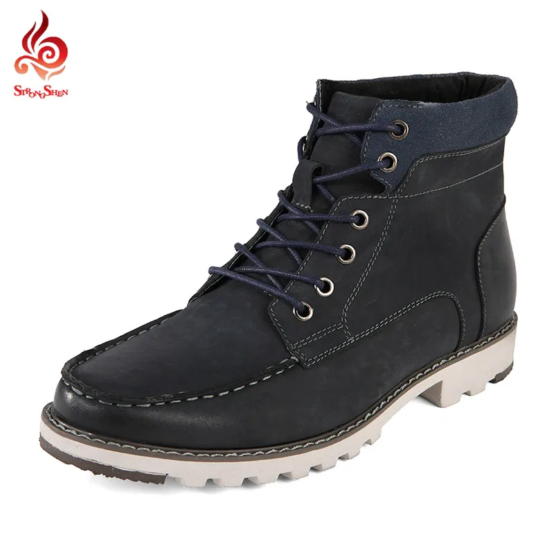 2017 Зимние Мужские Сапоги Случайные Коровы Замши Кожаные Британский Ретро
