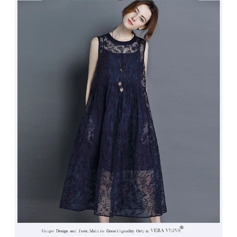 Женское длинное платье из шелка и органзы свободное Привлекательное без рукавов