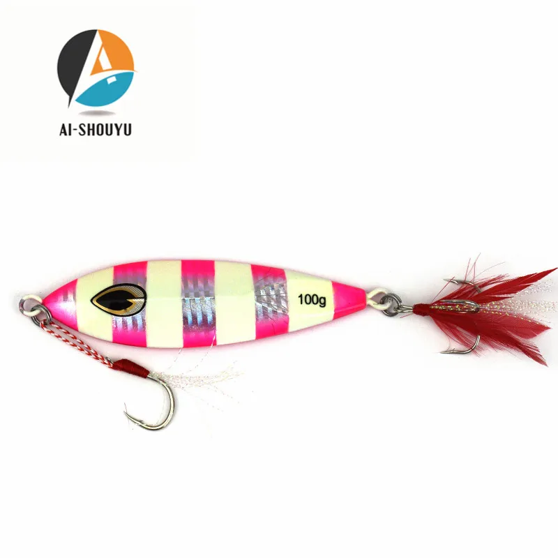 

AI-SHOUYU Big Metal Jigging Spoon Artificial Bait Super Hard Lead Fishing Lure Big Jigging Spoon Bait Hard Fishing Lure