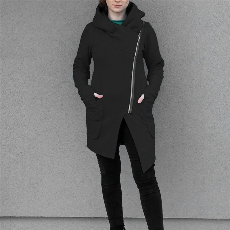 Sudadera Mujer, Элегантная блузка на молнии с капюшоном, осенне-зимний свитер, пальто, куртка, верхняя одежда, Polerones Mujer,, Прямая поставка, L#13