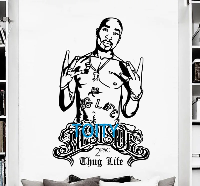 16 видов конструкций Тупак 2PAC виниловые наклейки рэп хип-хоп Музыка настенные наклейки Спальня Кабинет Бар Декорирование Интерьера дома американский поп-звезда росписи