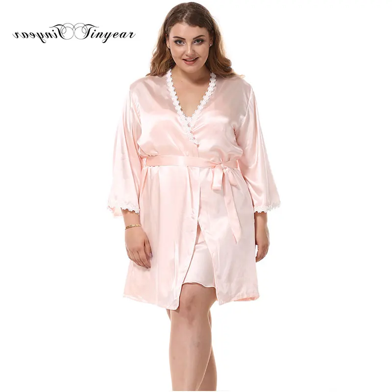 Tinyear розовый цвет XL 3XL 2 шт женский сексуальный кружевной роскошный халат наборы