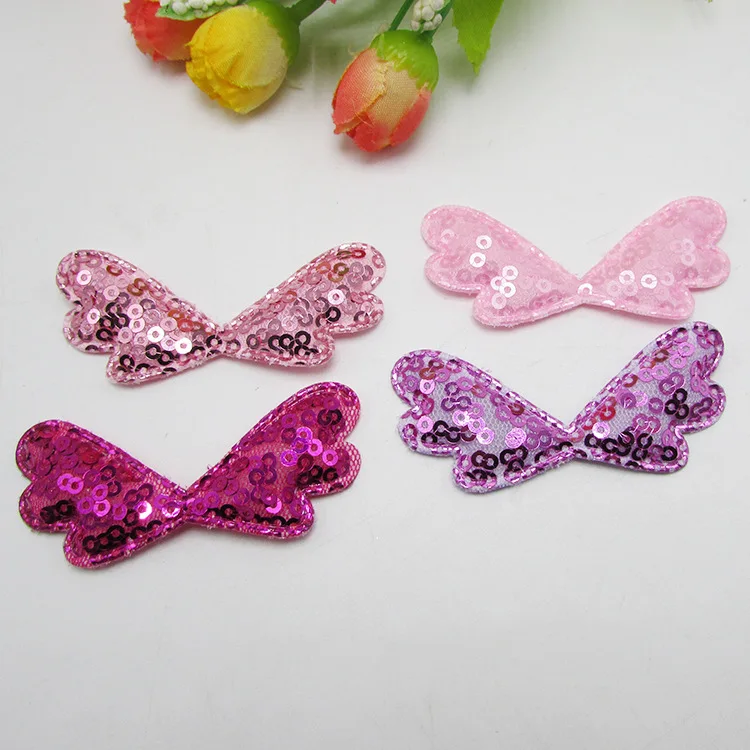 3x6 см 30 шт./лот бант с пайетками мягкие аппликации DIY Детские аксессуары для волос |