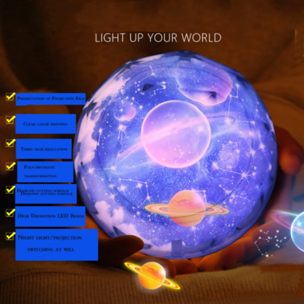 Проектор с планетами и звездами красочная романтическая проекционная лампа