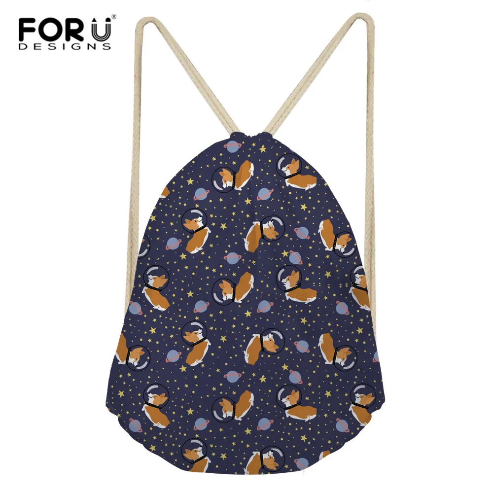 FORUDESIGNS/корги Русалка шнурок Сумка Рюкзак Цветы собака подростков рюкзаки унисекс