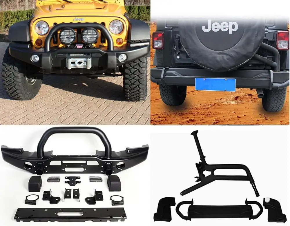 front and rear bumpe Bolaxin Cool Styling Rock Crawler полная ширина переднего бампера+ полная Ширина заднего бампера с " сцепным приемником для 07-17 Jeep Wrangler - Цвет: front and rear bumpe