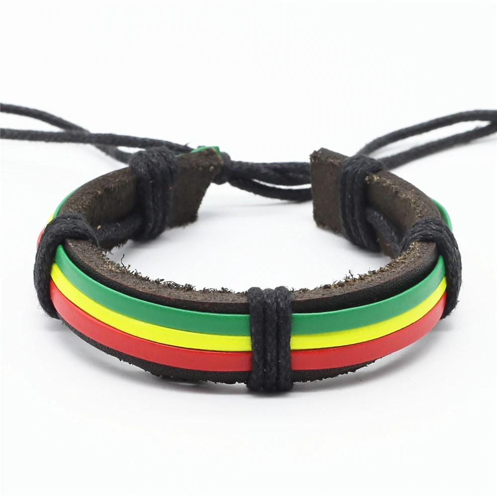 Женский и мужской кожаный браслет винтажный Повседневный плетеный с веревкой 3