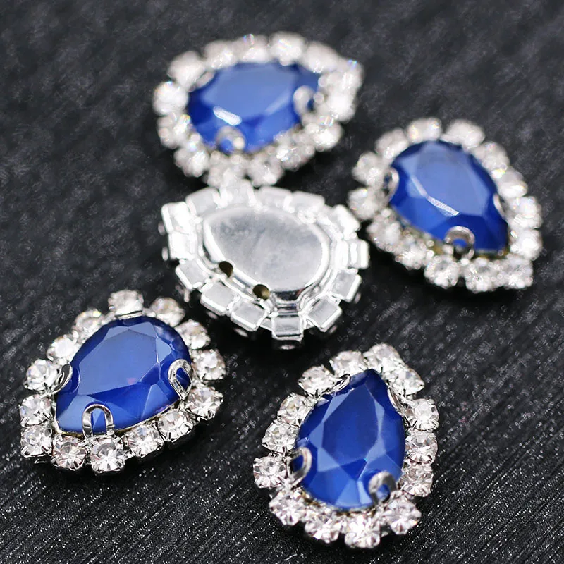 Free shipping glass rhinestones teardrop shape sew on crystal button Dark blue Mocha crystals Diy jewelry/nail art | Дом и сад