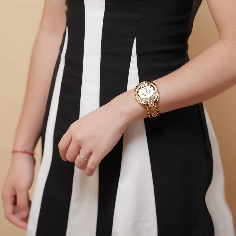 Belbi Women Watch Ladies Oval Alloy Steel Quartz Watches Dress Quartz-Watch Rhinestone Roman Art Gold Luxury Wristwatch Relojes | Наручные