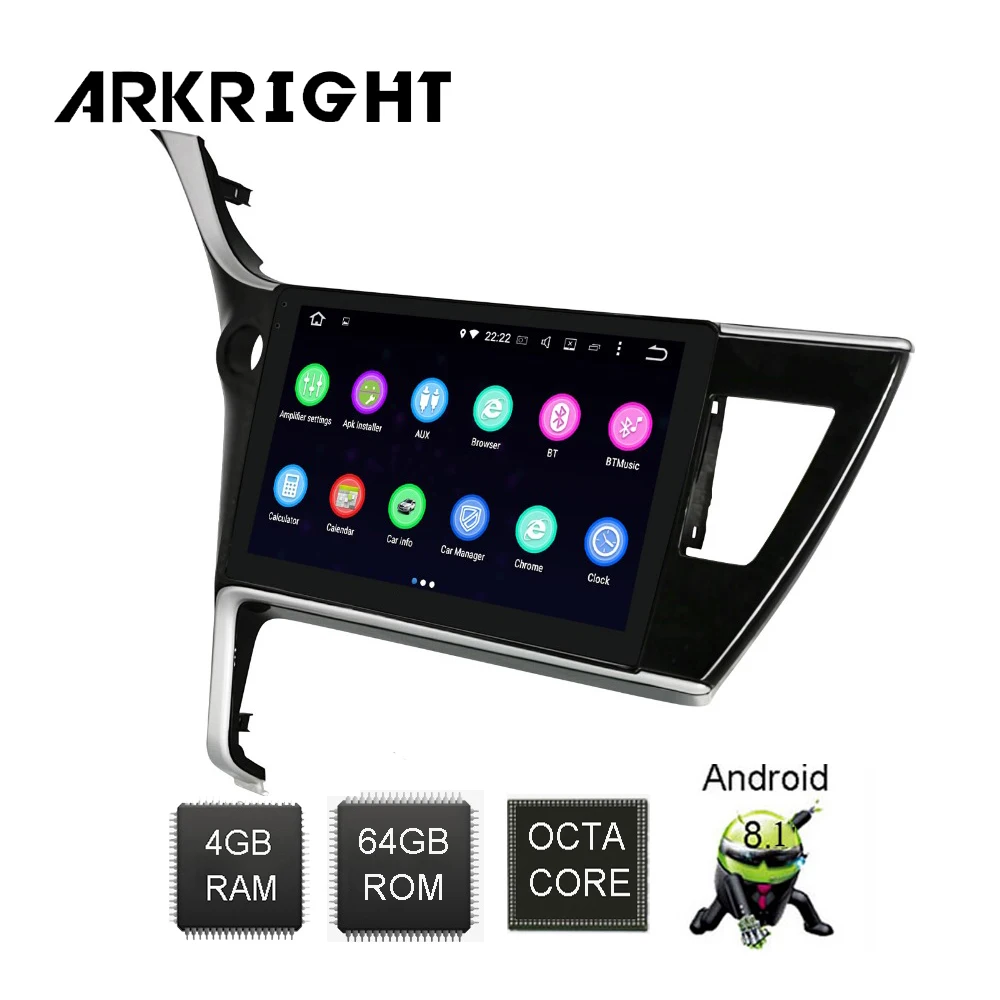 ARKRIGHT 10 1 ''Android 8 автомобильное радио GPS стерео для Toyota Corolla 2017 2018 IPS экран