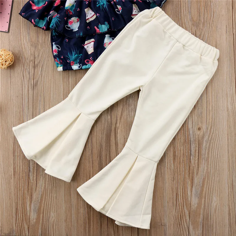 Модный комплект одежды для маленьких девочек топы с открытыми плечами и