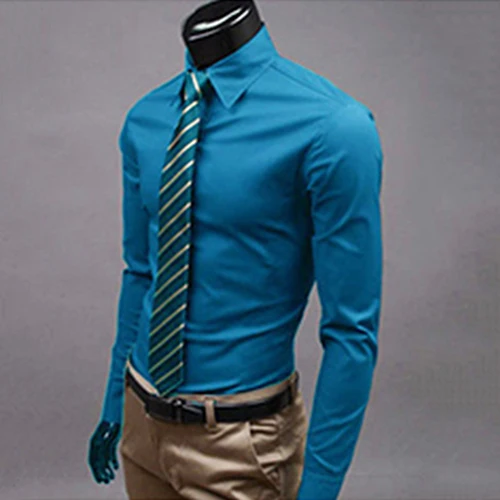

Men's Fashion Casual Solid Candy Color Long Sleeve Slim Fit Dress Shirt TopFemmes camisa chemise camicia Mujer Clothes