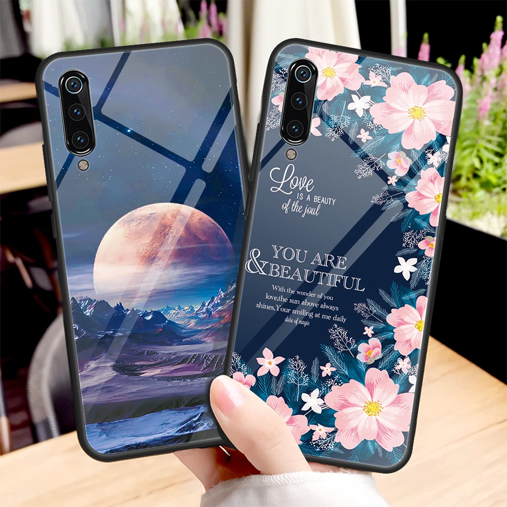 Чехол для телефона из закаленного стекла Xiaomi Redmi Note 7 6 8 10 Pro 5 Mi 9t 9 Honor Lite Mi9 Mi8 цветы