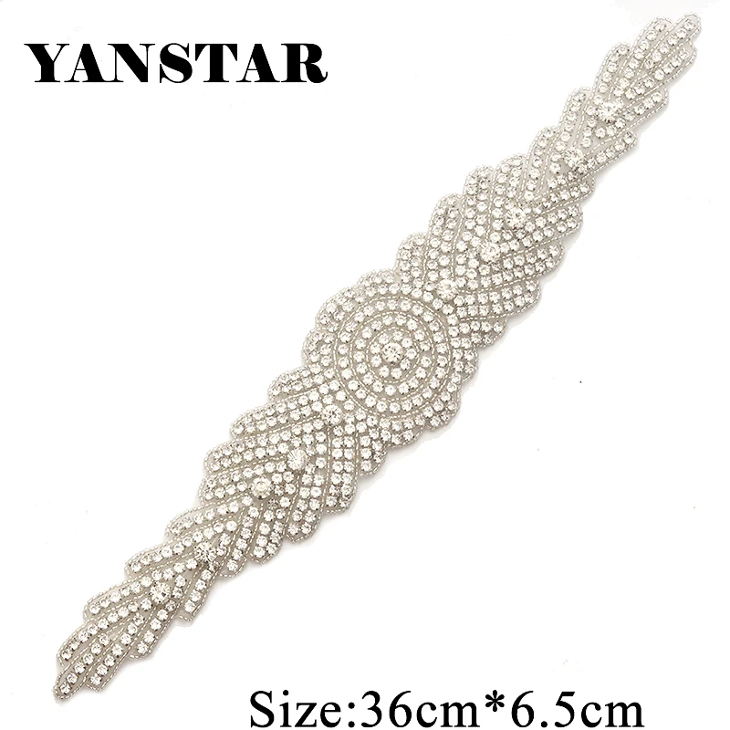 YANSTAR оптовая продажа (30 шт.) стразы аппликации для свадебного пояса Серебряные