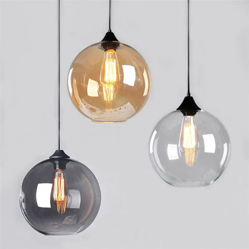 

Retro Vintage Industrial Smoke Glass Shade Loft Pendant Light Suspension Light for Living Room Dinning Room Pendant Lamps PA0203